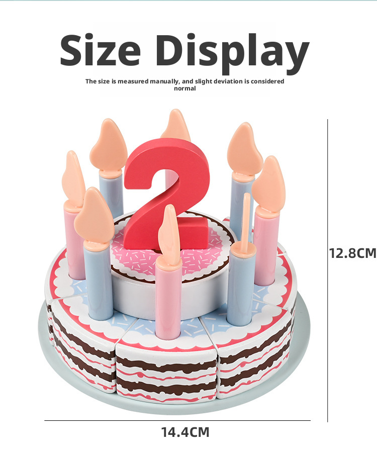 Wooden Double-Layer Birthday Cake Set – Kids Pretend Play Cutting Toy