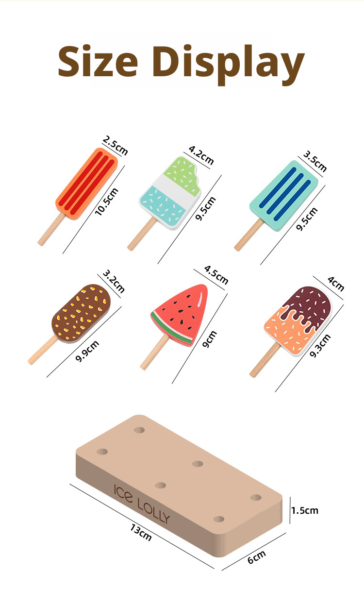 Wooden Pretend Play Ice Cream Popsicle Set – Kids Kitchen Dessert Toy