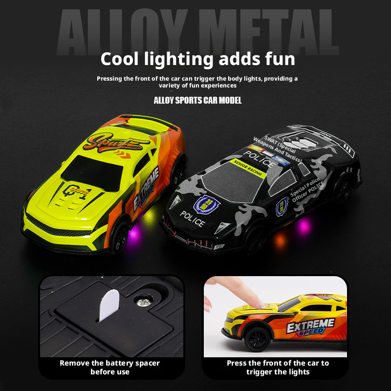 Diecast Pull Back Toy Car – Alloy Racing Model with Light & Sound