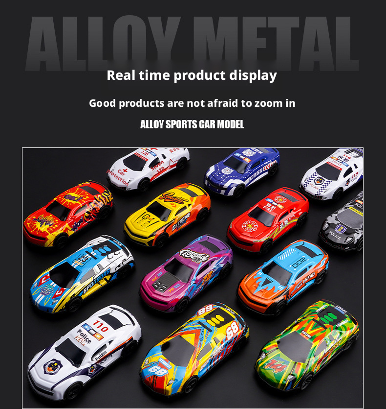 Diecast Pull Back Toy Car – Alloy Racing Model with Light & Sound