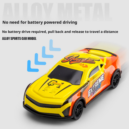 Diecast Pull Back Toy Car – Alloy Racing Model with Light & Sound