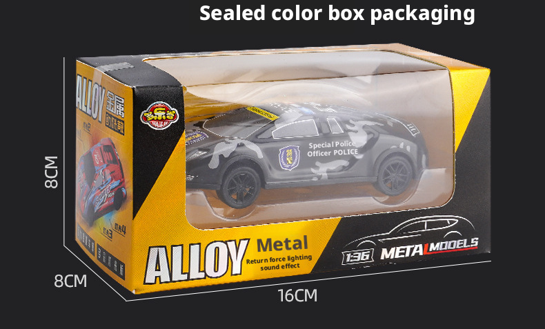 Diecast Pull Back Toy Car – Alloy Racing Model with Light & Sound