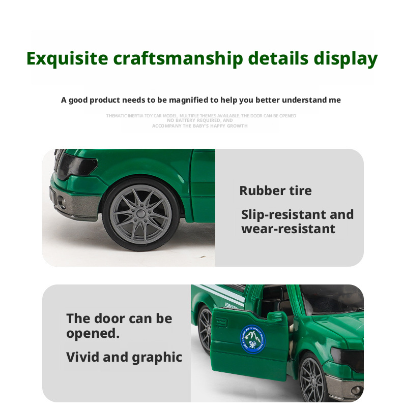 لعبة شاحنة بيك آب كبيرة تعمل بالاحتكاك مع أبواب قابلة للفتح
