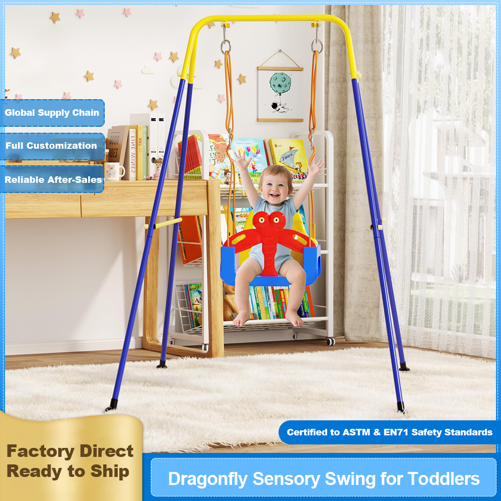 Customizable Kids Outdoor Swing Set with Frame, Baby Toddler Hanging Swing Seat, Indoor & Outdoor Rocking Toy