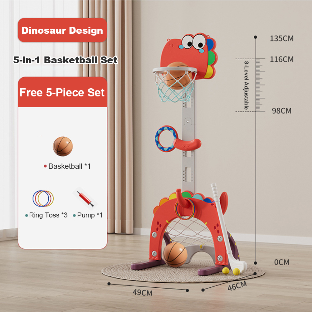 5-in-1 Adjustable Kids Indoor Basketball Hoop Set – Toddler Sports Activity Center