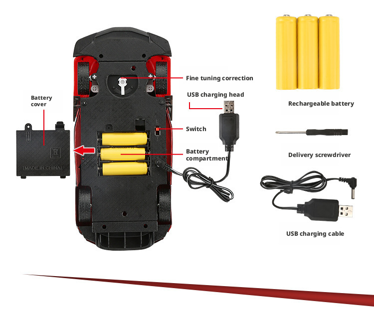 سيارة تحكم عن بعد قابلة لإعادة الشحن بأربعة قنوات - لعبة تحكم عن بعد لاسلكية كبيرة