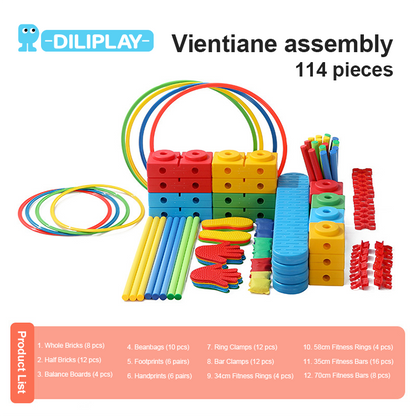 مجموعة أدوات تدريب التكامل الحسي للأطفال للاستخدام الداخلي - مجموعة أنشطة متعددة الوظائف