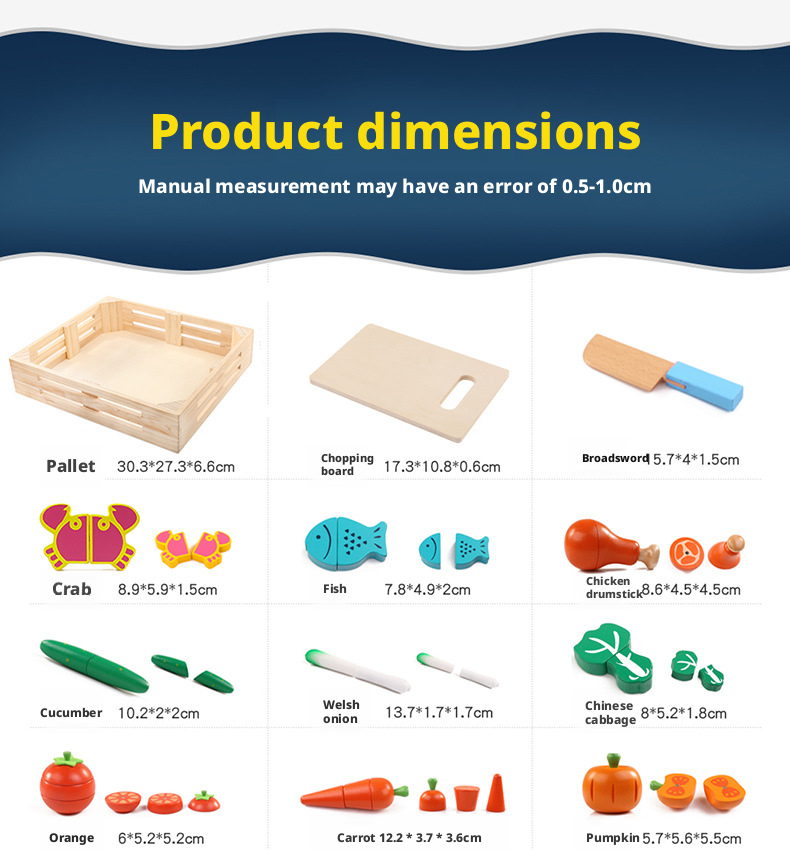 Wooden Magnetic Cutting Fruit & Vegetable Toy Set for Kids 4-6 – Pretend Play Kitchen Educational Toy
