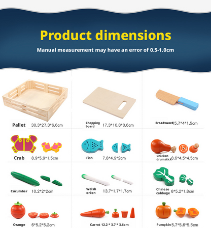 Wooden Magnetic Cutting Fruit & Vegetable Toy Set for Kids 4-6 – Pretend Play Kitchen Educational Toy