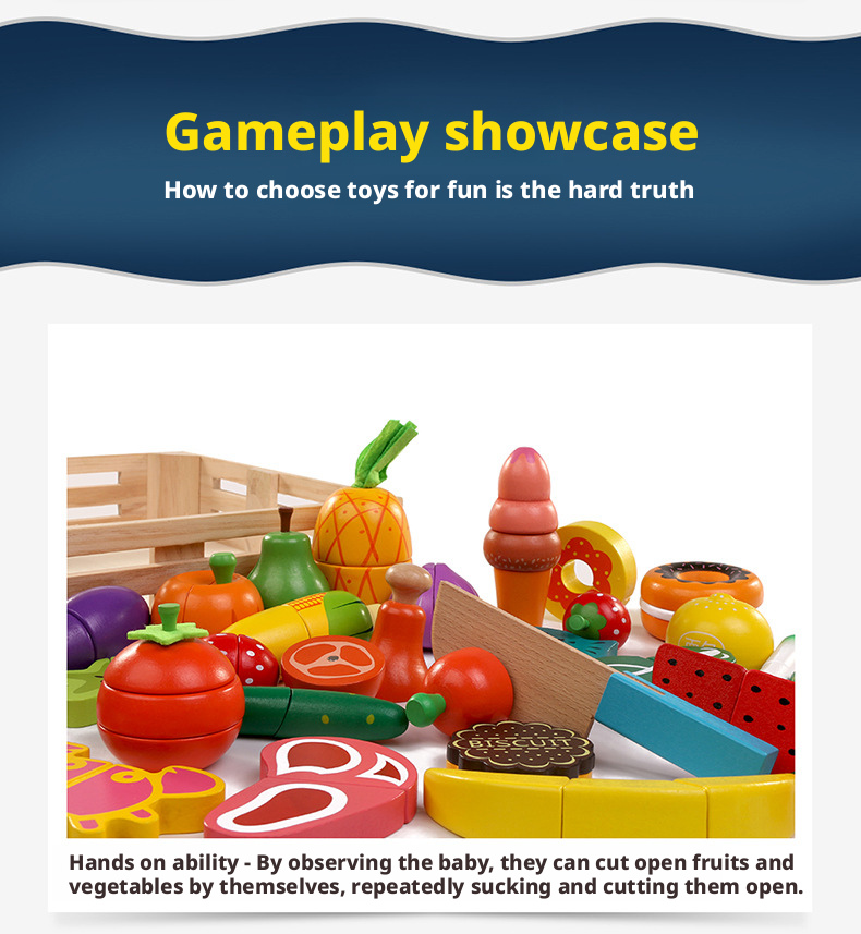 Wooden Magnetic Cutting Fruit & Vegetable Toy Set for Kids 4-6 – Pretend Play Kitchen Educational Toy