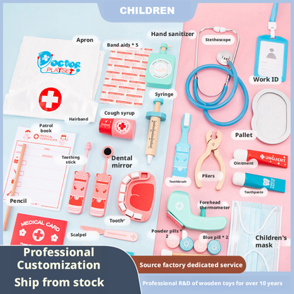 Wooden Doctor Play Set for Kids – Early Learning Pretend Play Toy
