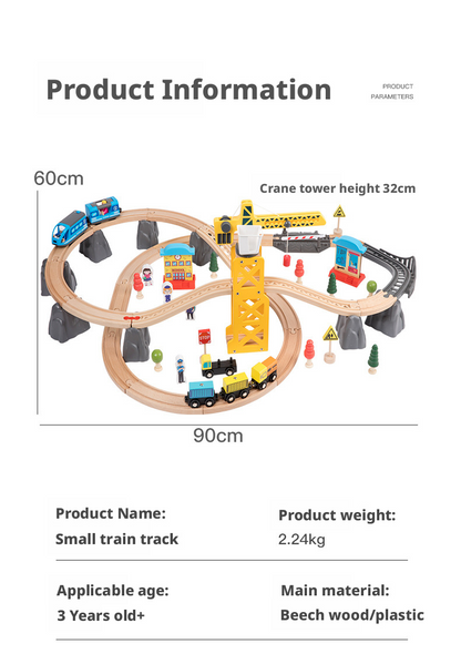 مجموعة قطار خشبي مغناطيسي مع قاطرة كهربائية – لعبة سكة حديد للأطفال