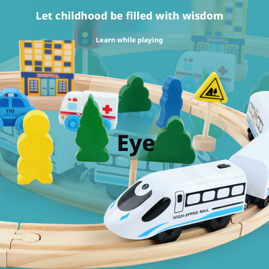 Magnetic Wooden Train Set with Electric Locomotive – Track Railway Toy for Kids