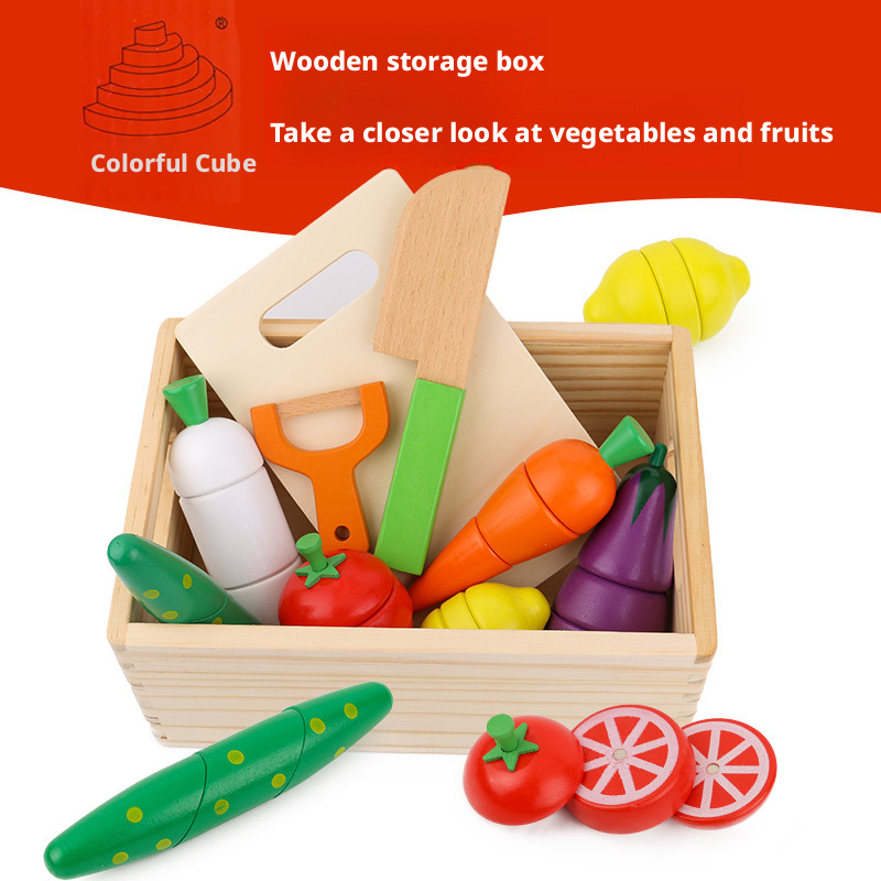 Wooden Magnetic Cutting Fruit & Vegetable Toy Set for Kids 4-6 – Pretend Play Kitchen Educational Toy