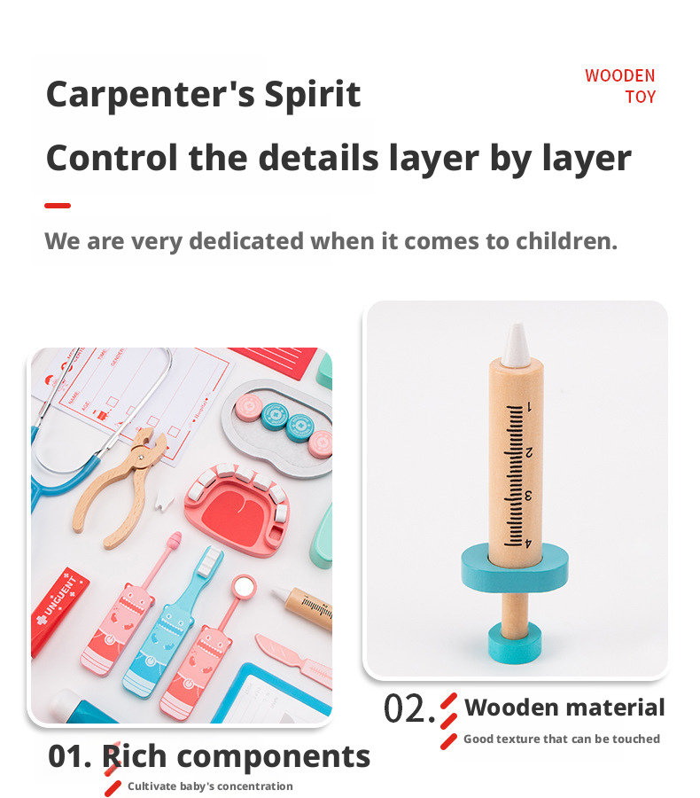 Wooden Doctor Play Set for Kids – Early Learning Pretend Play Toy