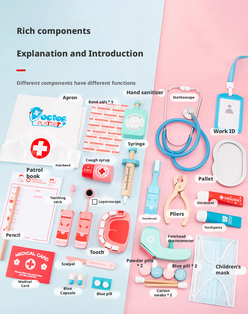 Wooden Doctor Play Set for Kids – Early Learning Pretend Play Toy