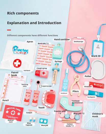 Wooden Doctor Play Set for Kids – Early Learning Pretend Play Toy