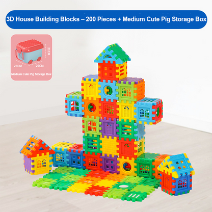 مجموعة بناء منزل كبيرة متشابكة للأطفال الصغار من عمر سنتين إلى ثلاث سنوات