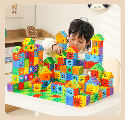 مجموعة بناء منزل كبيرة متشابكة للأطفال الصغار من عمر سنتين إلى ثلاث سنوات