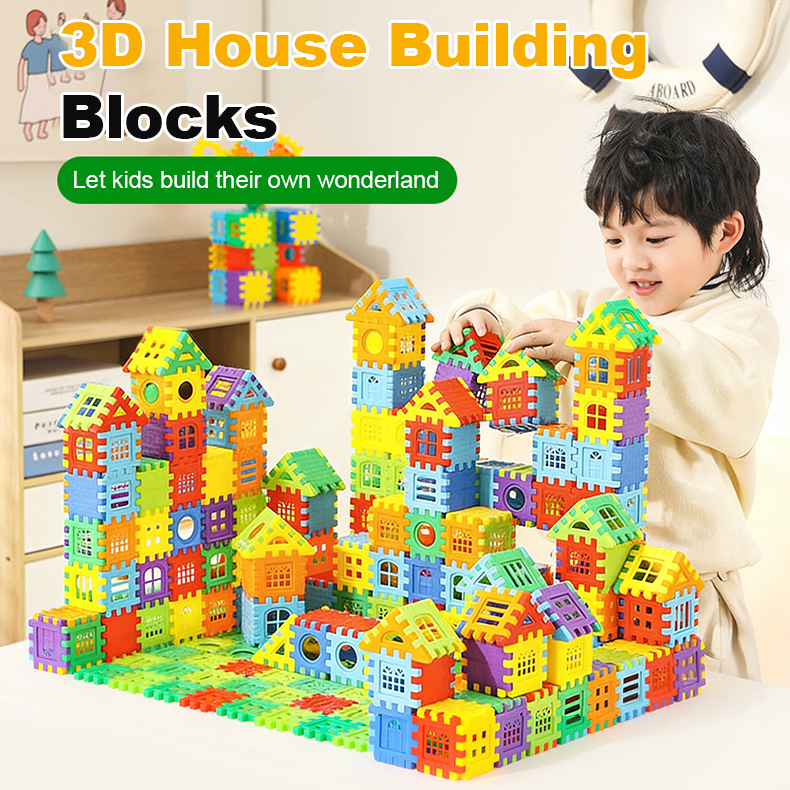 مجموعة بناء منزل كبيرة متشابكة للأطفال الصغار من عمر سنتين إلى ثلاث سنوات