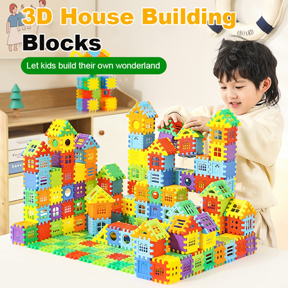 مجموعة بناء منزل كبيرة متشابكة للأطفال الصغار من عمر سنتين إلى ثلاث سنوات
