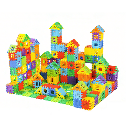مجموعة بناء منزل كبيرة متشابكة للأطفال الصغار من عمر سنتين إلى ثلاث سنوات