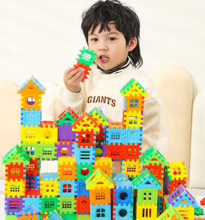 مجموعة بناء منزل كبيرة متشابكة للأطفال الصغار من عمر سنتين إلى ثلاث سنوات