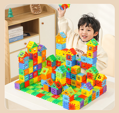 مجموعة بناء منزل كبيرة متشابكة للأطفال الصغار من عمر سنتين إلى ثلاث سنوات