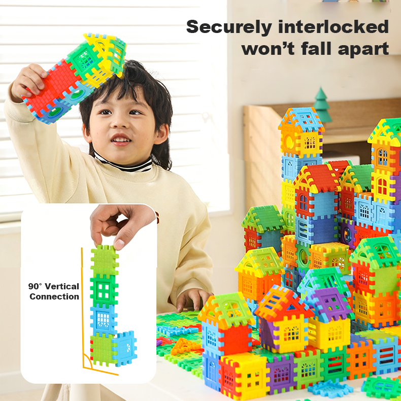 مجموعة بناء منزل كبيرة متشابكة للأطفال الصغار من عمر سنتين إلى ثلاث سنوات