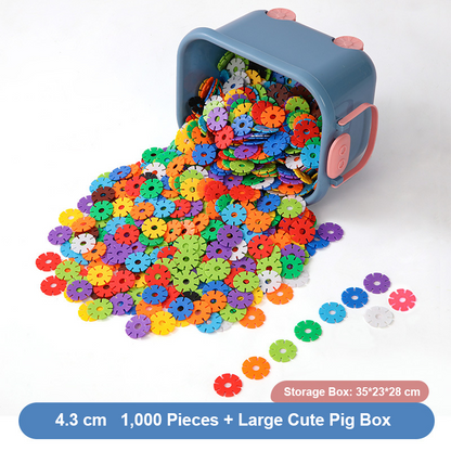 Kids Snowflake Building Blocks – Large Plastic Interlocking Construction Toy