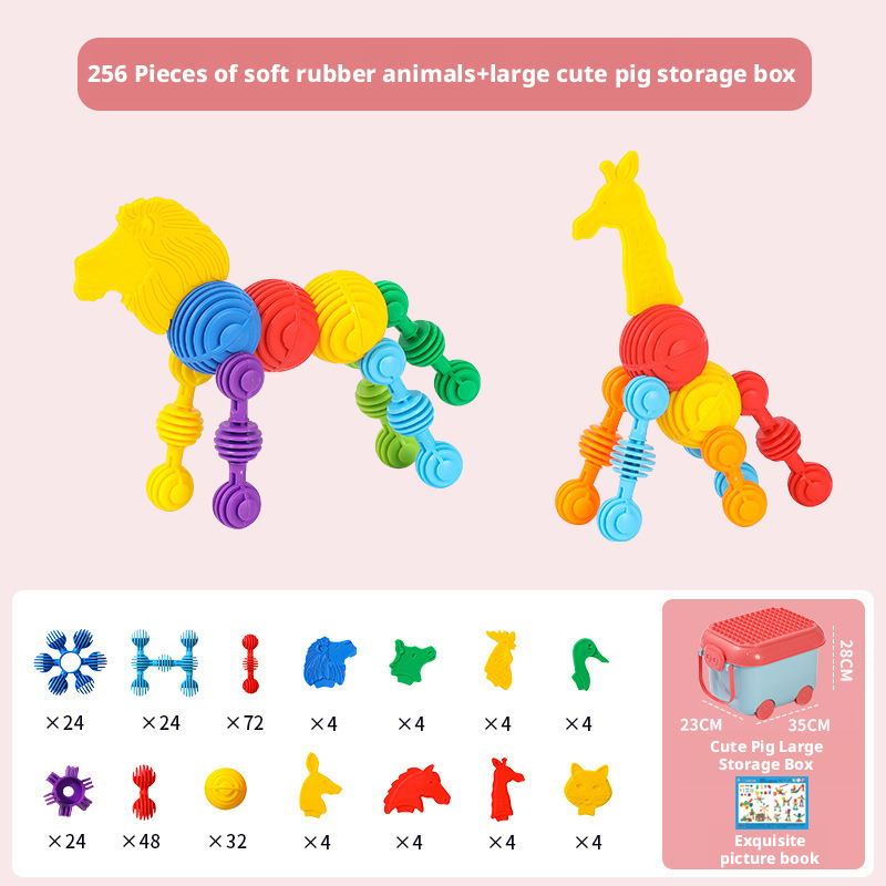 مجموعة مكعبات بناء ناعمة الشعيرات للأطفال الصغار من عمر سنة إلى 3 سنوات