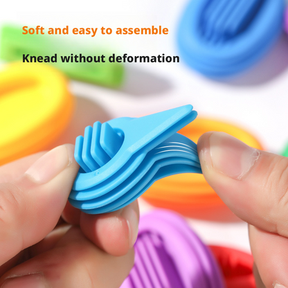 مجموعة مكعبات بناء ناعمة الشعيرات للأطفال الصغار من عمر سنة إلى 3 سنوات