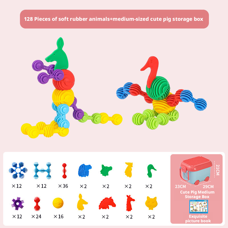 مجموعة مكعبات بناء ناعمة الشعيرات للأطفال الصغار من عمر سنة إلى 3 سنوات