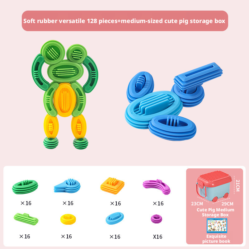 مجموعة مكعبات بناء ناعمة الشعيرات للأطفال الصغار من عمر سنة إلى 3 سنوات