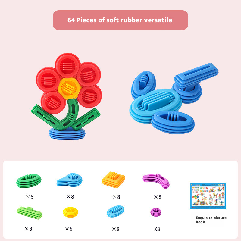 مجموعة مكعبات بناء ناعمة الشعيرات للأطفال الصغار من عمر سنة إلى 3 سنوات