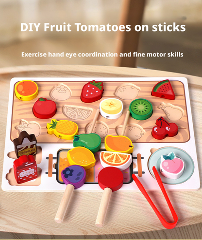 مجموعة مطبخ شواء خشبي للعب التخيلي - لعبة لوحة أحجية ثلاثية الأبعاد للتعلم المبكر للأطفال