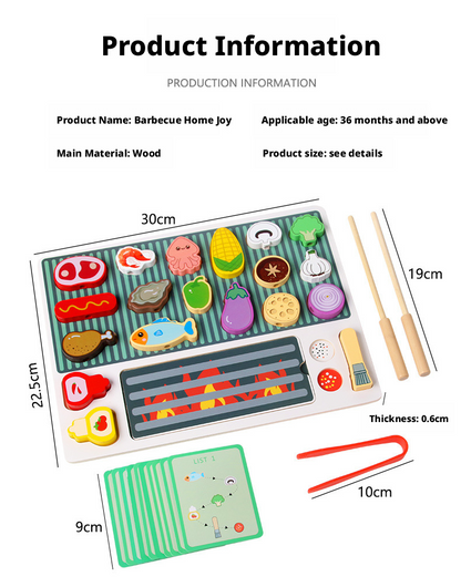 مجموعة مطبخ شواء خشبي للعب التخيلي - لعبة لوحة أحجية ثلاثية الأبعاد للتعلم المبكر للأطفال