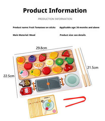 مجموعة مطبخ شواء خشبي للعب التخيلي - لعبة لوحة أحجية ثلاثية الأبعاد للتعلم المبكر للأطفال