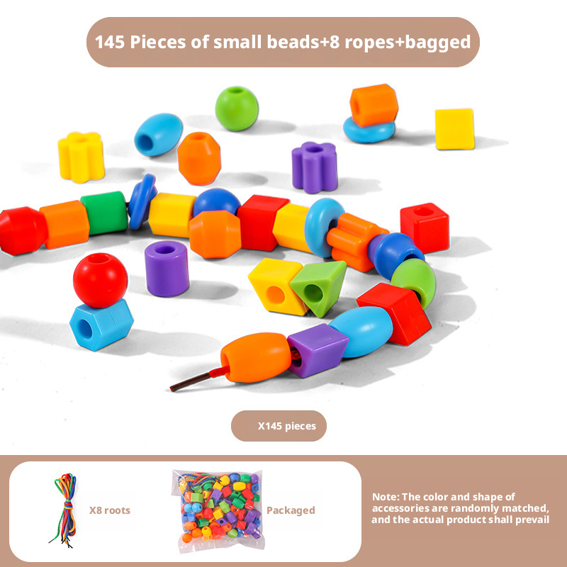 Wooden Lacing Beads Set for Kids – Preschool Threading Toy