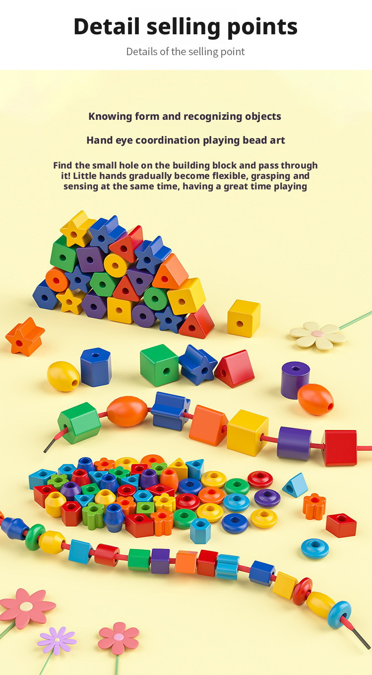 Wooden Lacing Beads Set for Kids – Preschool Threading Toy