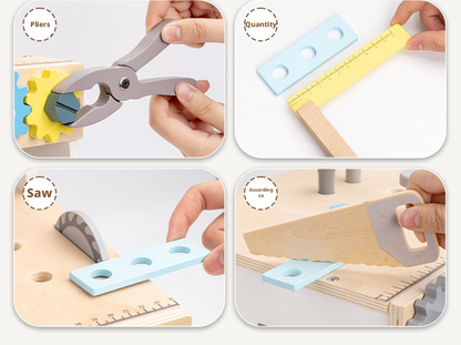 Wooden Toddler Tool Walker Cart – Danish Style Nut & Bolt Construction Toy