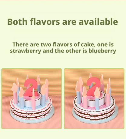 Wooden Double-Layer Birthday Cake Set – Kids Pretend Play Cutting Toy