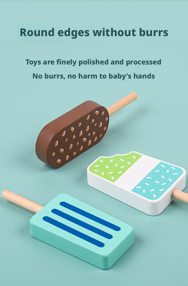 Wooden Pretend Play Ice Cream Popsicle Set – Kids Kitchen Dessert Toy