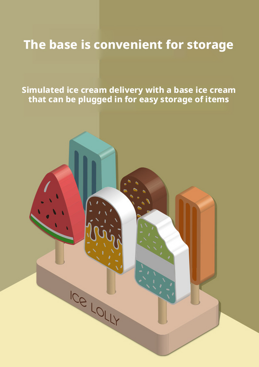 Wooden Pretend Play Ice Cream Popsicle Set – Kids Kitchen Dessert Toy