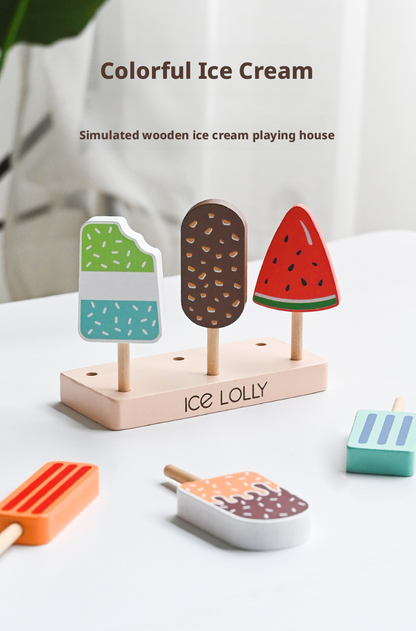 Wooden Pretend Play Ice Cream Popsicle Set – Kids Kitchen Dessert Toy