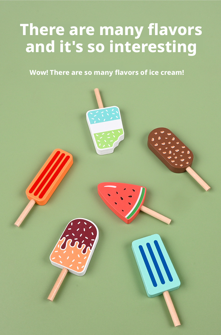 Wooden Pretend Play Ice Cream Popsicle Set – Kids Kitchen Dessert Toy