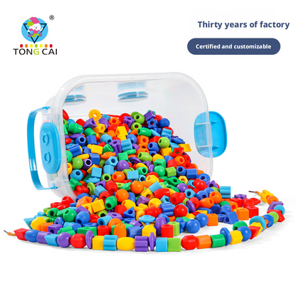 Wooden Lacing Beads Set for Kids – Preschool Threading Toy