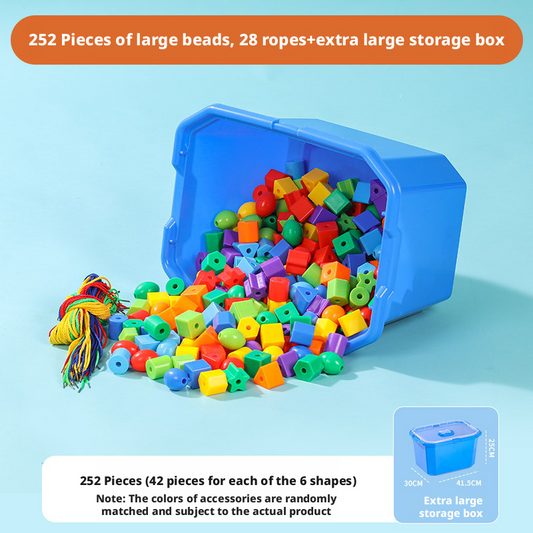 مجموعة خرز خشبي للتطريز للأطفال - لعبة تطريز للأطفال في مرحلة ما قبل المدرسة