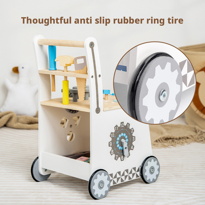 Wooden Toddler Tool Walker Cart – Danish Style Nut & Bolt Construction Toy