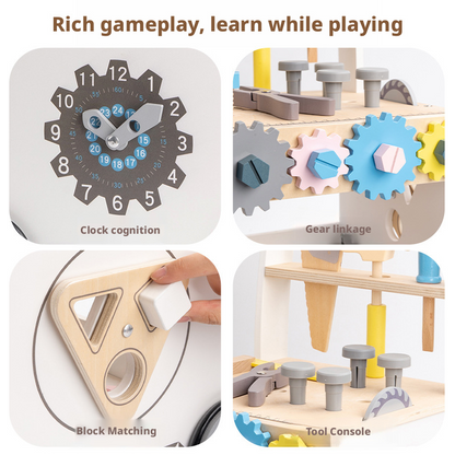 Wooden Toddler Tool Walker Cart – Danish Style Nut & Bolt Construction Toy